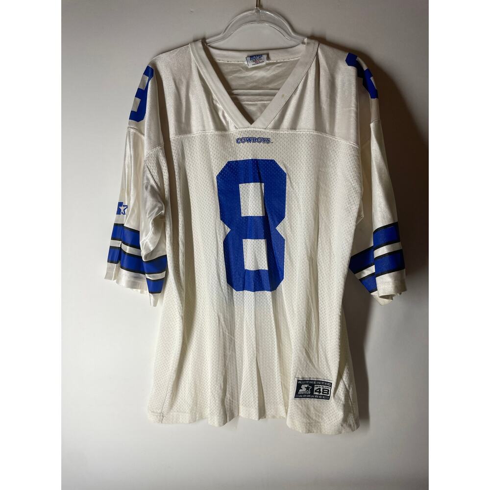 Vintage Starter Dallas Cowboys Troy Aikman #8 White Men’s Jersey Size Large USA